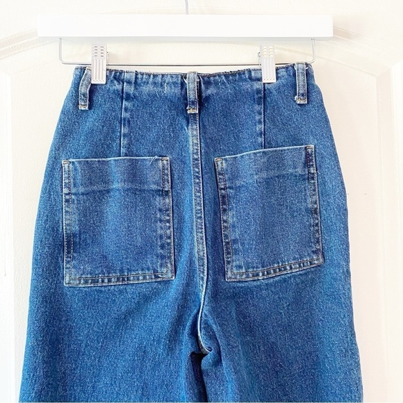 ZARA Cropped Wide Leg Flare Jeans With Gold Buttons 70’s - Picture 9 of 9